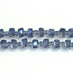 Chinese Cut Crystal Bead - Round Spacer 06X4MM CRYSTAL with HALF METALLIC BLUE/PURPLE Coating