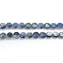 Chinese Cut Crystal Bead - Round Spacer Disc 08X4MM CRYSTAL with HALF METALLIC BLUE