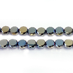 Chinese Cut Crystal Bead - Round Spacer Disc 10X4MM AURUM BLUE FULL COAT METALLIC