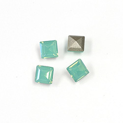 Cut Crystal Point Back Fancy Stone Foiled - Square 06x6MM OPAL GREEN