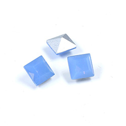 Cut Crystal Point Back Fancy Stone Foiled - Square 08x8MM OPAL BLUE