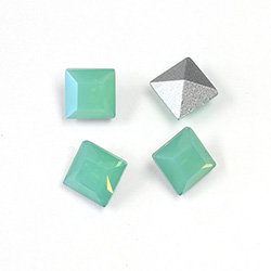 Cut Crystal Point Back Fancy Stone Foiled - Square 08x8MM OPAL GREEN