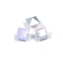 Cut Crystal Point Back Fancy Stone Foiled - Square 08x8MM OPAL ROSE
