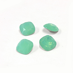 Cut Crystal Point Back Fancy Stone Unfoiled - Square Antique 12MM OPAL GREEN FOILED
