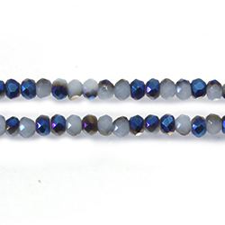 Chinese Cut Crystal Bead - Rondelle 02x3MM ALABASTER 1/2 BLUE METALLIC COAT