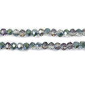 Chinese Cut Crystal Bead - Rondelle 02x3MM CRYSTAL 1/2 GREEN METALLIC Coat