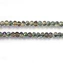 Chinese Cut Crystal Bead - Rondelle 02x3MM FERN 1/2 GREEN METALLIC Coat