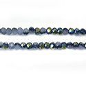 Chinese Cut Crystal Bead - Rondelle 02x3MM OPAL BLUE 1/2 GREEN METALLIC Coat