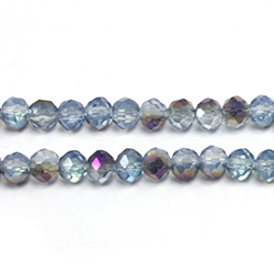 Chinese Cut Crystal Bead - Rondelle 03x4MM OPAL 1/2 METALLIC BLUE