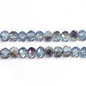 Chinese Cut Crystal Bead - Rondelle 03x4MM OPAL 1/2 METALLIC BLUE