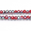 Chinese Cut Crystal Bead - Rondelle 03x4MM MED RED HALF METALLIC
