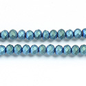 Chinese Cut Crystal Bead - Rondelle 03x4MM SATIN COAT BLUE GREEN LUMI