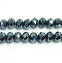 Chinese Cut Crystal Bead - Rondelle 04x6MM CRYSTAL 1/2 METALLIC BLUE GREEN