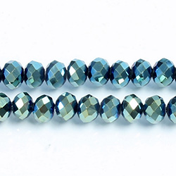 Chinese Cut Crystal Bead - Rondelle 04x6MM CRYSTAL 1/2 METALLIC BLUE