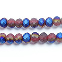 Chinese Cut Crystal Bead - Rondelle 04x6MM MATTE RUBY 1/2 BLUE