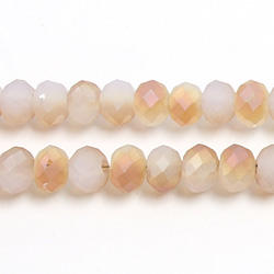 Chinese Cut Crystal Bead - Rondelle 04x6MM MATTE WHITE OPAL 1/2 LUMI