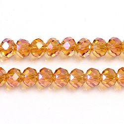 Chinese Cut Crystal Bead - Rondelle 04x6MM ORANGE LUMI