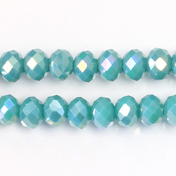 Chinese Cut Crystal Bead - Rondelle 06x8MM GREEN AB