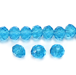 Chinese Cut Crystal Bead - Rondelle 06x8MM AQUA