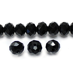 Chinese Cut Crystal Bead - Rondelle 06x8MM JET