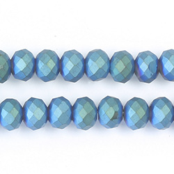 Chinese Cut Crystal Bead - Rondelle 06x8MM SATIN COAT BLUE GREEN