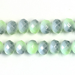Chinese Cut Crystal Bead - Rondelle 06x8MM COATED GREEN GREY