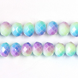 Chinese Cut Crystal Bead - Rondelle 06x8MM COATED GREEN PURPLE BLUE PINK