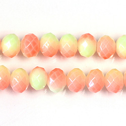 Chinese Cut Crystal Bead - Rondelle 06x8MM COATED ORANGE GREEN