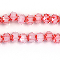 Chinese Cut Crystal Bead - Rondelle 06x8MM COATED PINK