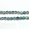 Chinese Cut Crystal Bead - Fancy Hexagon Disc 05.5MM CRYSTAL GREEN TRANS Coated