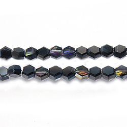 Chinese Cut Crystal Bead - Fancy Hexagon Disc 05.5MM CRYSTAL Half Hematite Coated