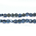 Chinese Cut Crystal Bead - Fancy Hexagon Disc 05.5MM METALLIC BLUE Full Coated