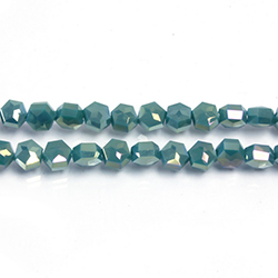 Chinese Cut Crystal Bead - Hexagon 07x5.5MM DARK GREEN LUMI Coated