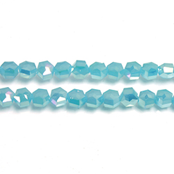 Chinese Cut Crystal Bead - Hexagon 07x5.5MM OPAL AQUA LUMI Coated