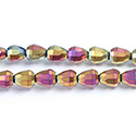 Chinese Cut Crystal Bead - Cone 09x8MM CARNIVAL Coated