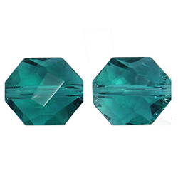 Chinese Cut Crystal Bead - Hexagon 11x9.5MM TEAL