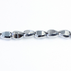 Chinese Cut Crystal Bead - PEAR 08x6MM FULL COAT SILVER METALLIC