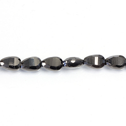 Chinese Cut Crystal Bead - PEAR 08x6MM FULL COAT GUNMETAL