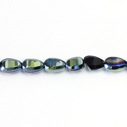 Chinese Cut Crystal Bead - PEAR 08x6MM JET 1/2 SCARABE COAT