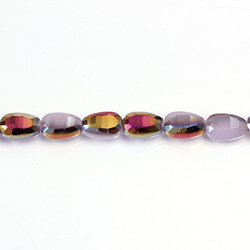 Chinese Cut Crystal Bead - PEAR 08x6MM PURPLE OPAQUE 1/2 CARNIVAL METALLIC COAT