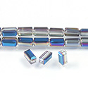 Chinese Cut Crystal Bead - Rectangle 08x4x4MM CRYSTAL BLUE METALLIC