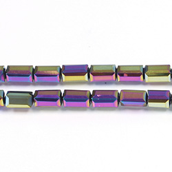 Chinese Cut Crystal Bead - Rectangle 08x4x4MM RAINBOW LUMI COAT