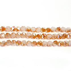 Chinese Cut Crystal Bead - Fancy 04MM ALABASTER 1/2 ORANGE LUMI Coated