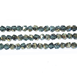 Chinese Cut Crystal Bead - Fancy 04MM EMERALD 1/2 GOLD Coated