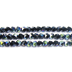 Chinese Cut Crystal Bead - Fancy 04MM JET 1/2 SAHARA Coated