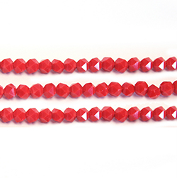 Chinese Cut Crystal Bead - Fancy 04MM RED OPAQUE