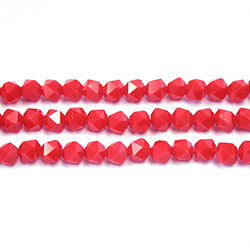 Chinese Cut Crystal Bead - Fancy Round 06MM RED OPAQUE