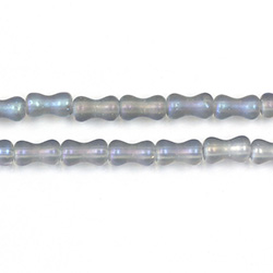 Glass Pressed Bead - Fancy Curved Tube 08x4MM MATTE BLUE LUMI