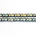Glass Pressed Bead - Fancy Curved Tube 08x4MM MATTE IRIS BLUE