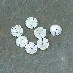 Shellstone Flower Carved Round with Center Hole 08MM WHITE TROCHUS